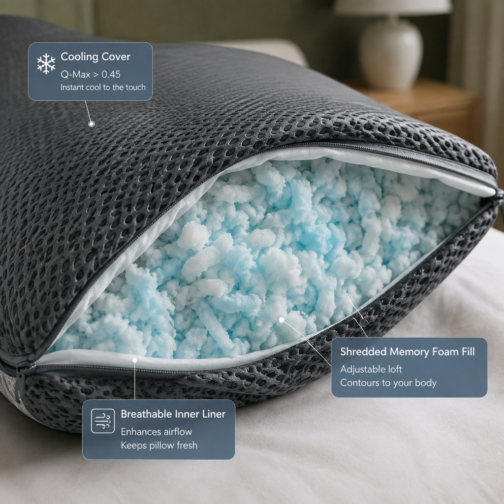 Best Body Pillow to Stop the Midnight Roll 2 best body pillow — pillow fill and cooling cover detail