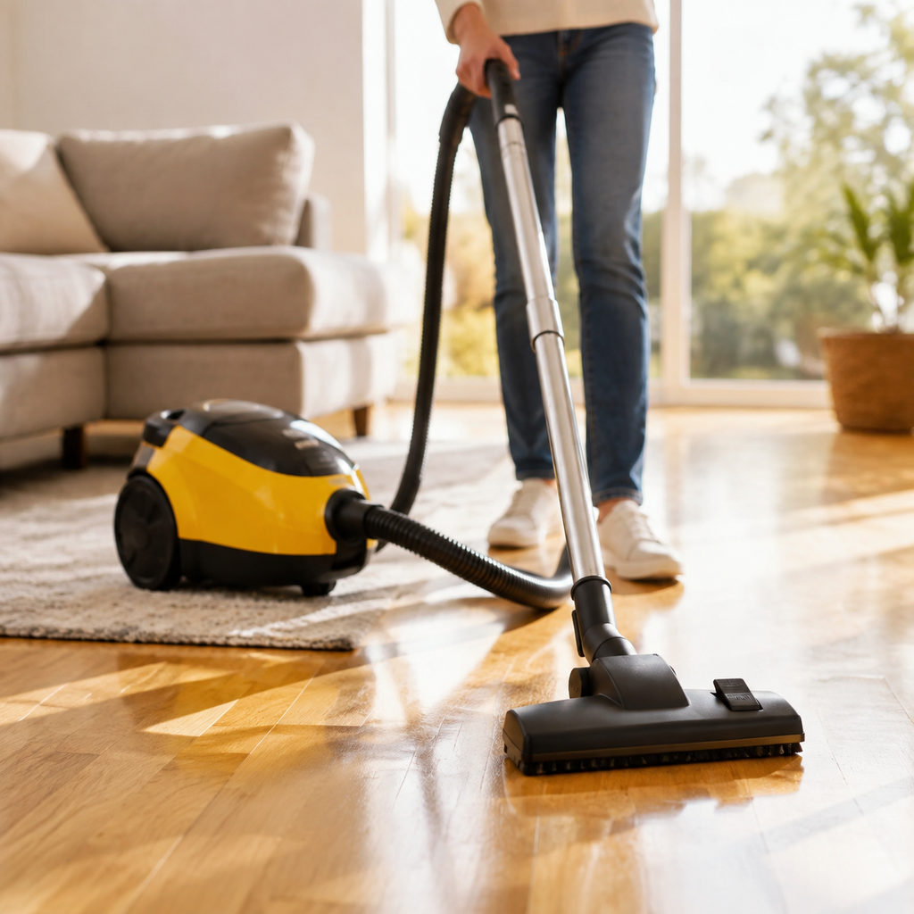 best canister vacuum — vacuum cleaning a home floor