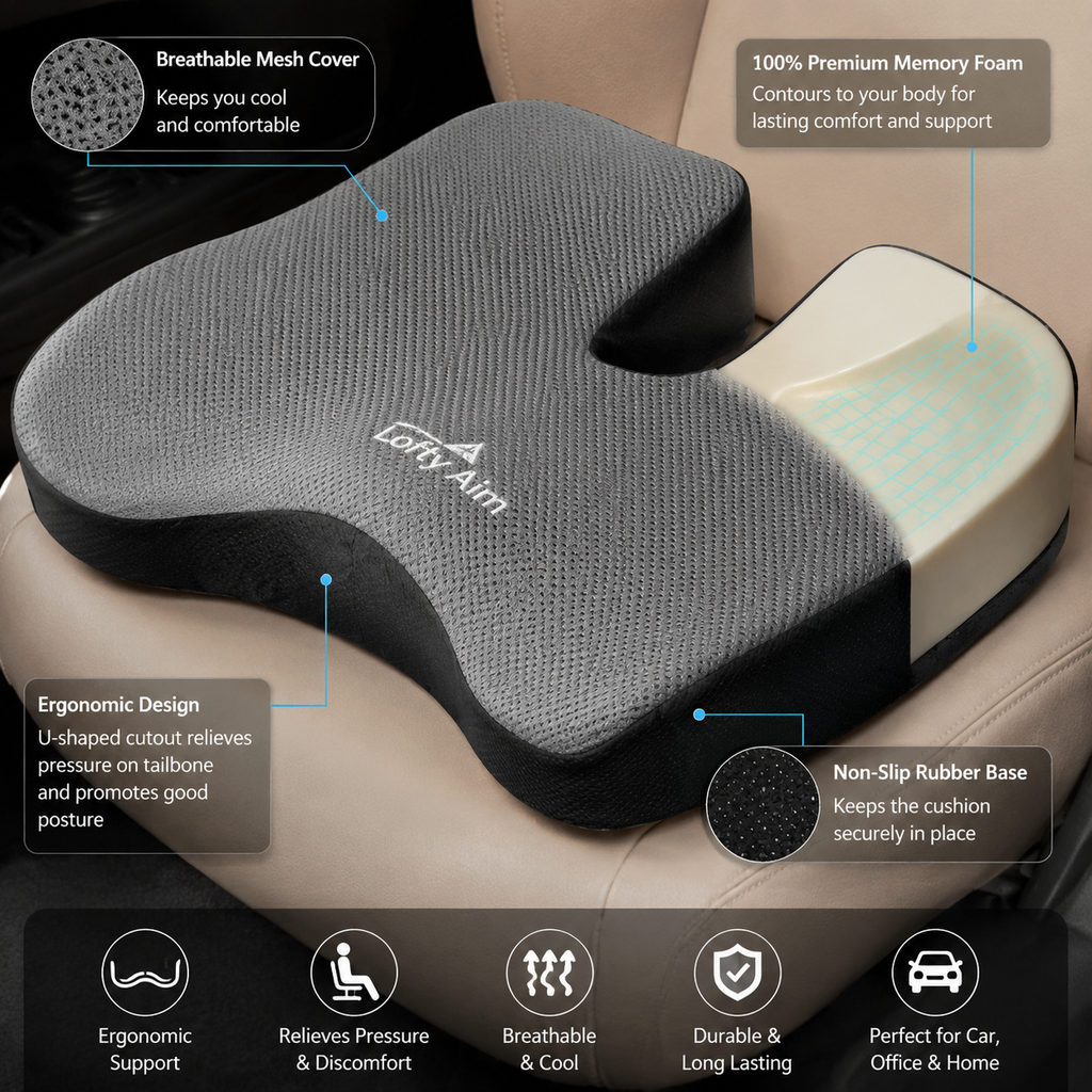 best car seat cushion — seat cushion foam profile and non-slip base