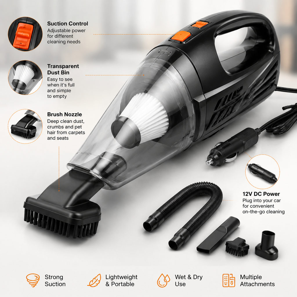 Best Car Vacuum for Footwells and Seat Seams 2 best car vacuum — close-up of vacuum features and specs