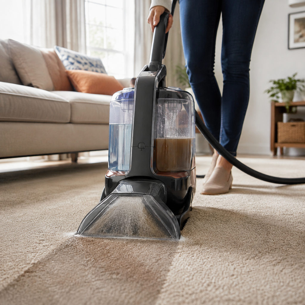 best carpet shampooer — carpet cleaner machine deep cleaning a living-room carpet