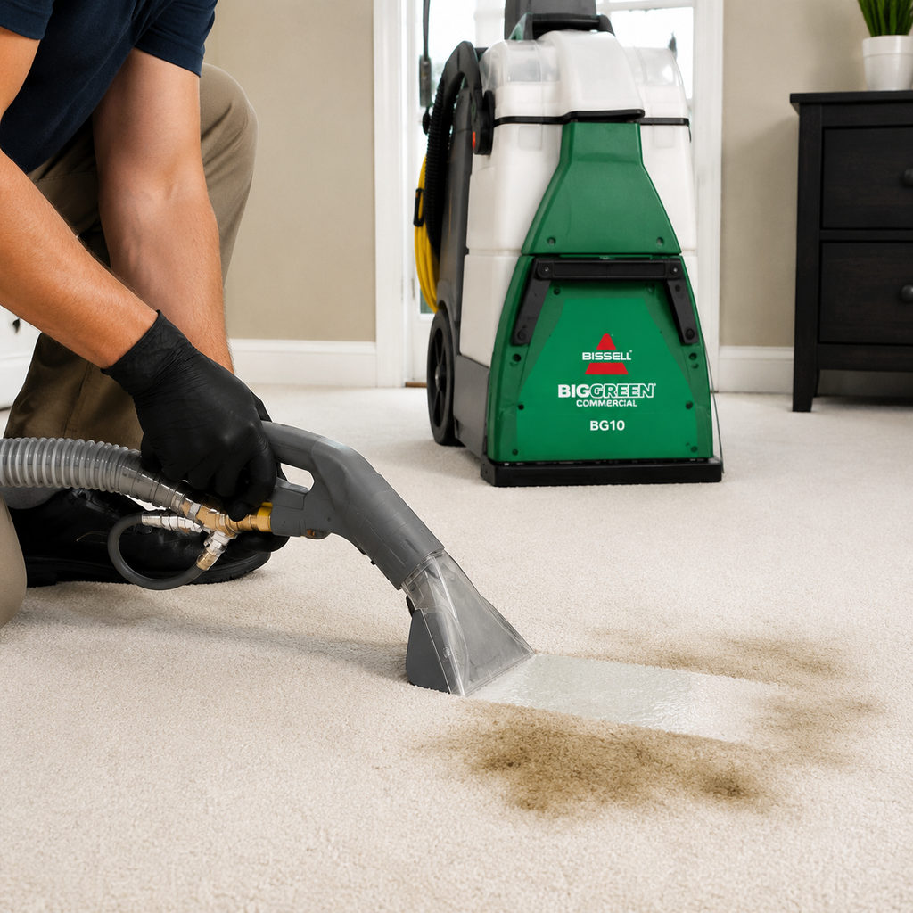 Best Commercial Carpet Cleaner Built for Daily Runs 3 best commercial carpet cleaner — using a carpet cleaner on a stain, how-to scene
