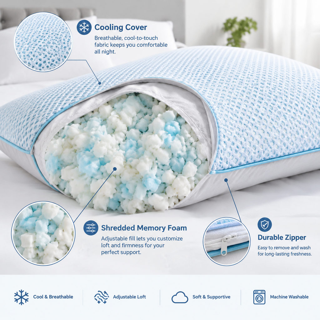 Best Cooling Gel Pillow for Hot Sleepers 2 best cooling gel pillow — pillow fill and cooling cover detail