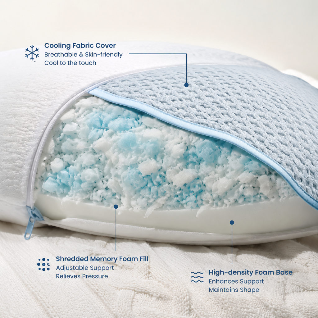 best cooling pillow for side sleepers — pillow fill and cooling cover detail