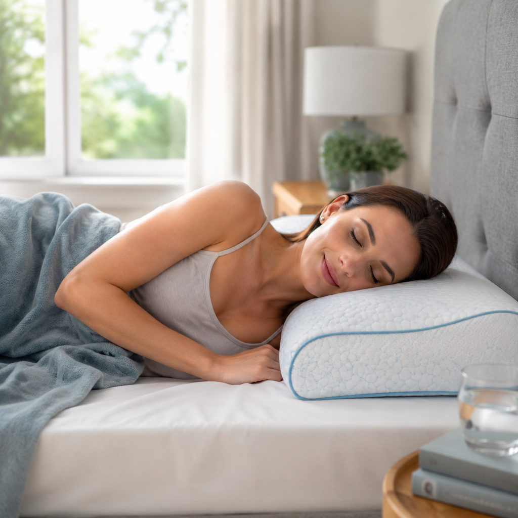 best cooling pillow for side sleepers — side sleeper using the pillow