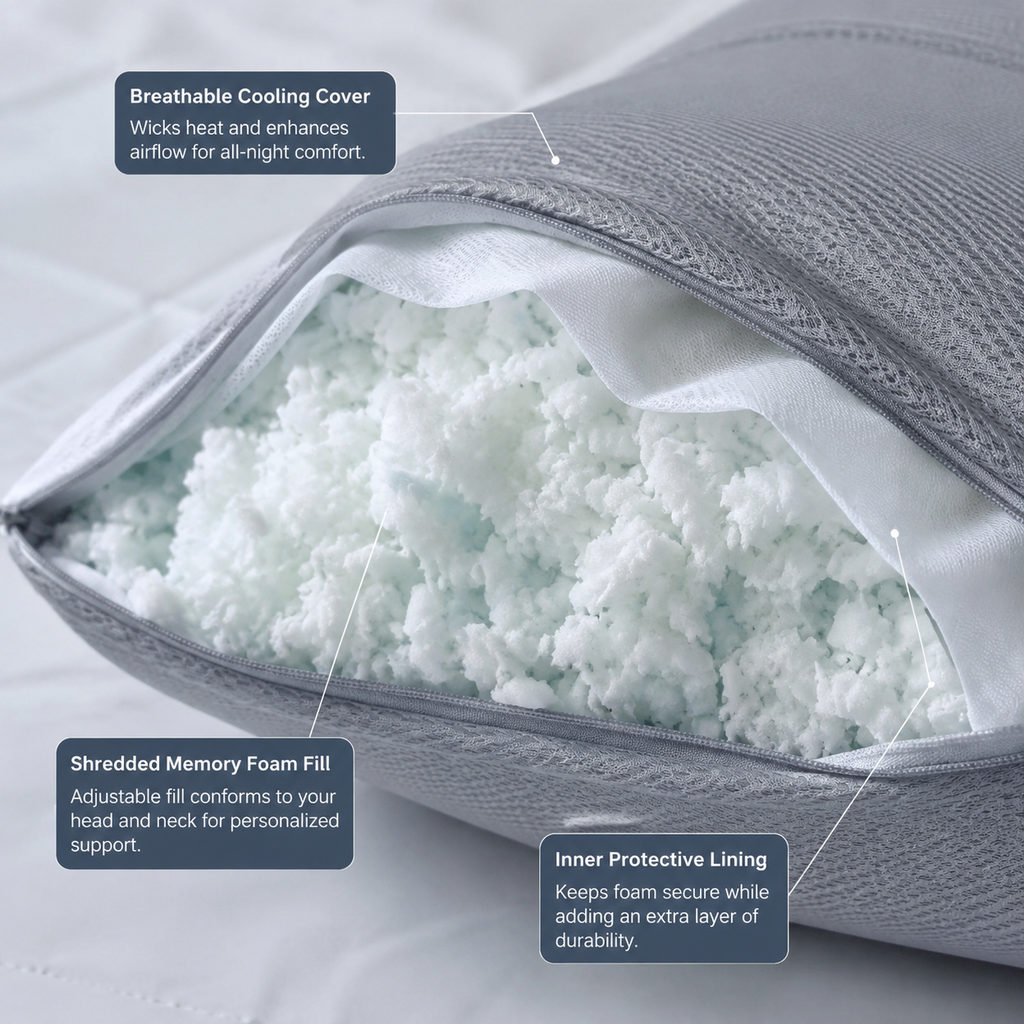 Best Cooling Pillowcase for Sweaty Summer Nights 2 best cooling pillowcase — pillow fill and cooling cover detail