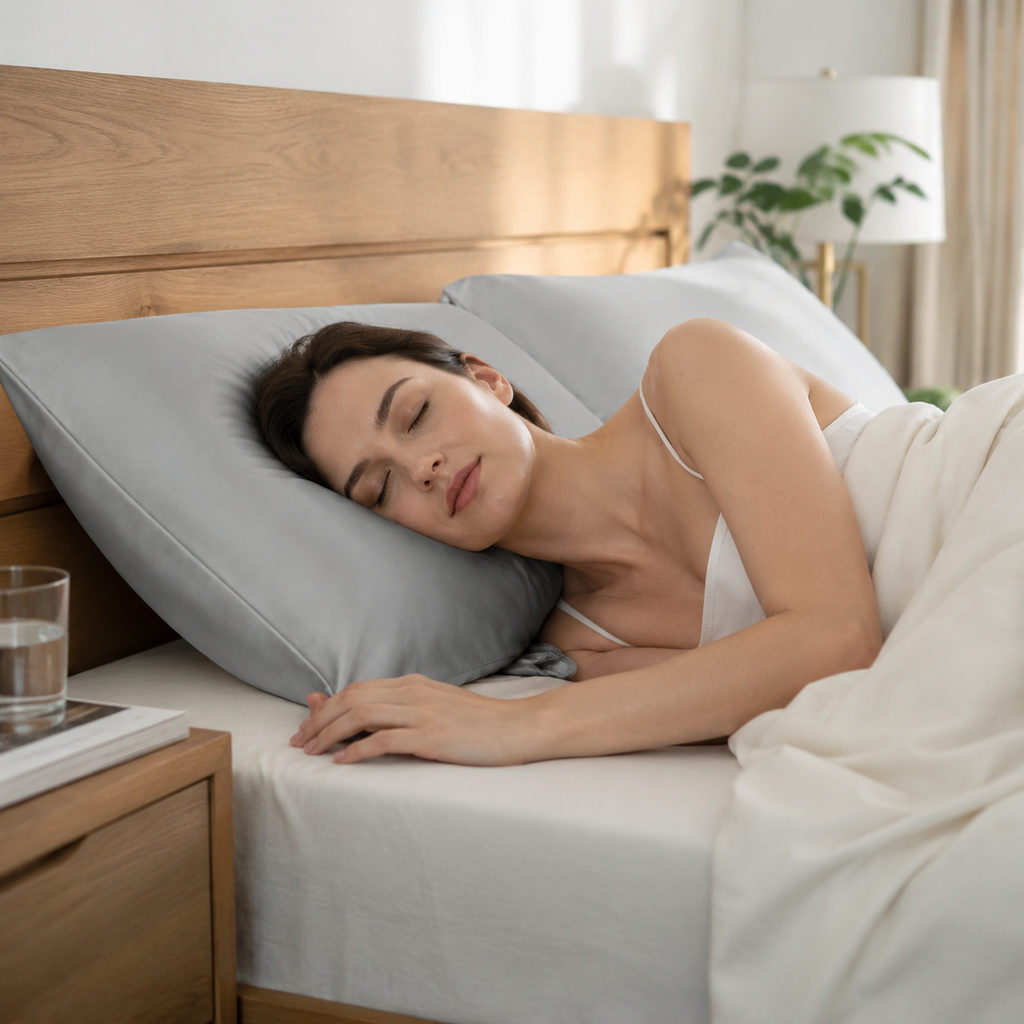 Best Cooling Pillowcase for Sweaty Summer Nights 3 best cooling pillowcase — side sleeper using the pillow