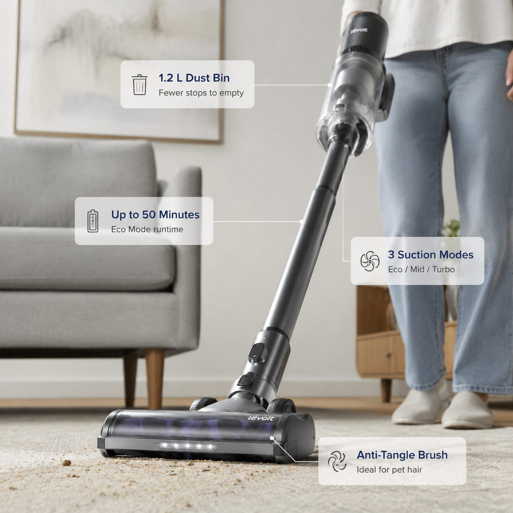 Best Cordless Vacuum for Hardwood Floors (2026 Guide) 1 best cordless vacuum for hardwood floors — close-up of vacuum features and specs