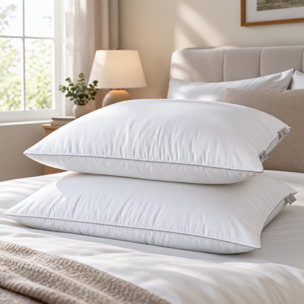 best down pillow — pillow on a neatly made bed