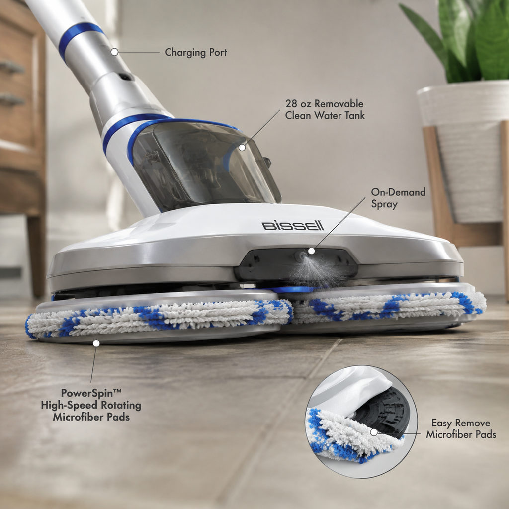 Best Electric Mop: Five That Earn the Plug 2 best electric mop — electric mop spinning pads and water tank detail