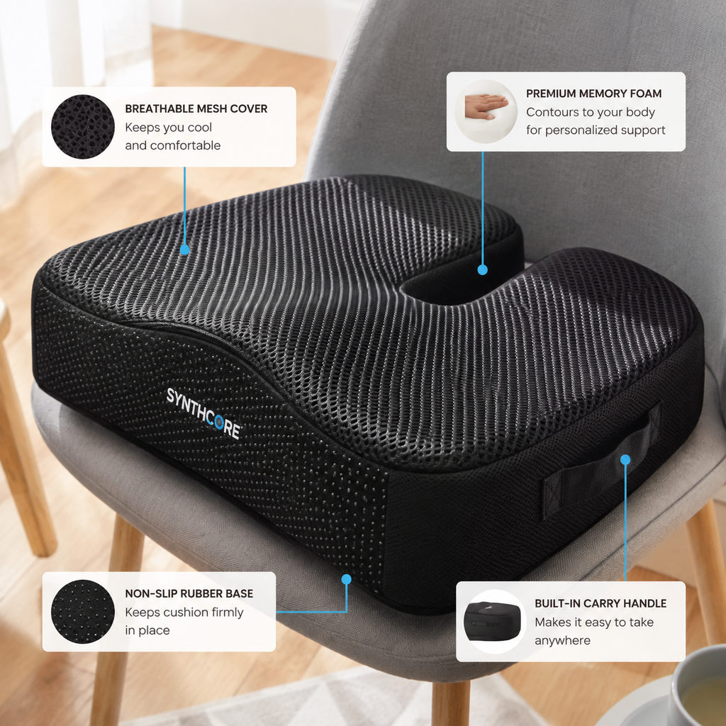 Best Ergonomic Seat Cushion for Better Posture 1 best ergonomic seat cushion — seat cushion foam profile and non-slip base
