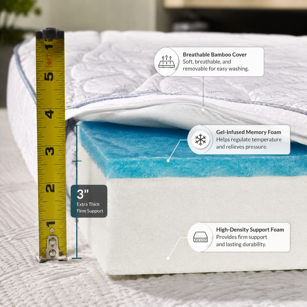 best firm mattress topper — mattress topper foam layer and thickness detail