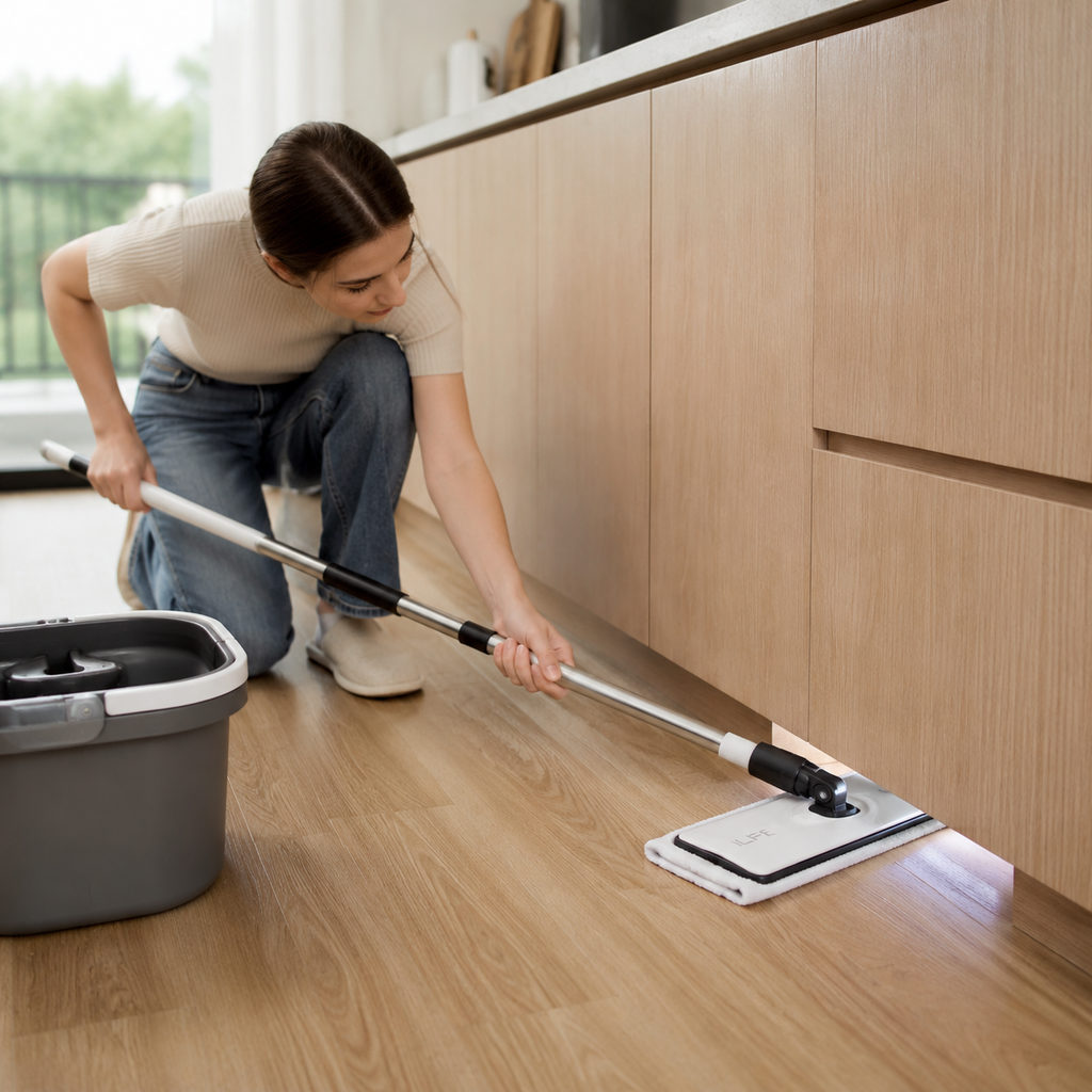 Best Hard Floor Cleaner for Sealed Surfaces 3 best hard floor cleaner — mopping a hard floor, how-to scene