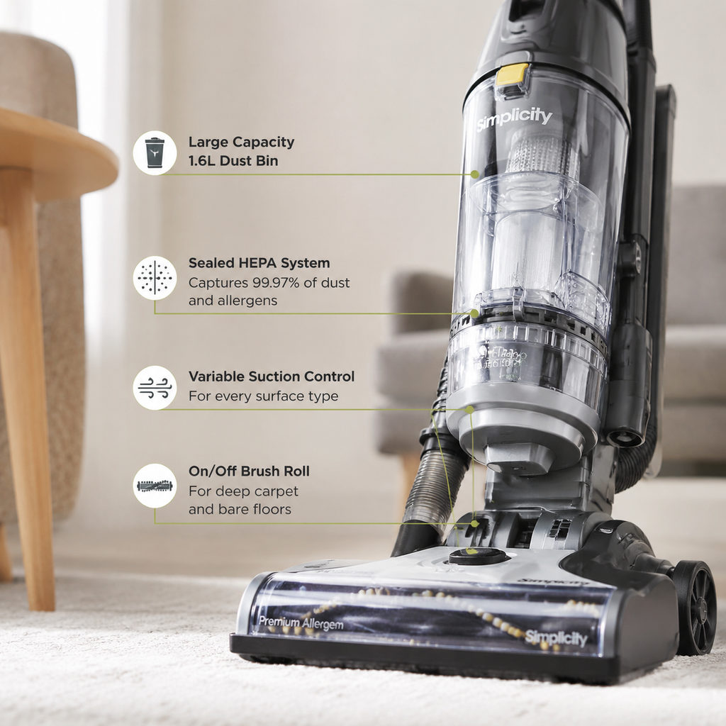 best lightweight vacuum — close-up of vacuum features and specs