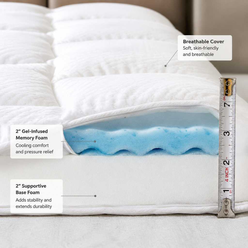 best mattress topper — mattress topper foam layer and thickness detail