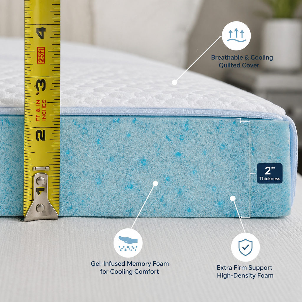 best mattress topper for heavy people — mattress topper foam layer and thickness detail