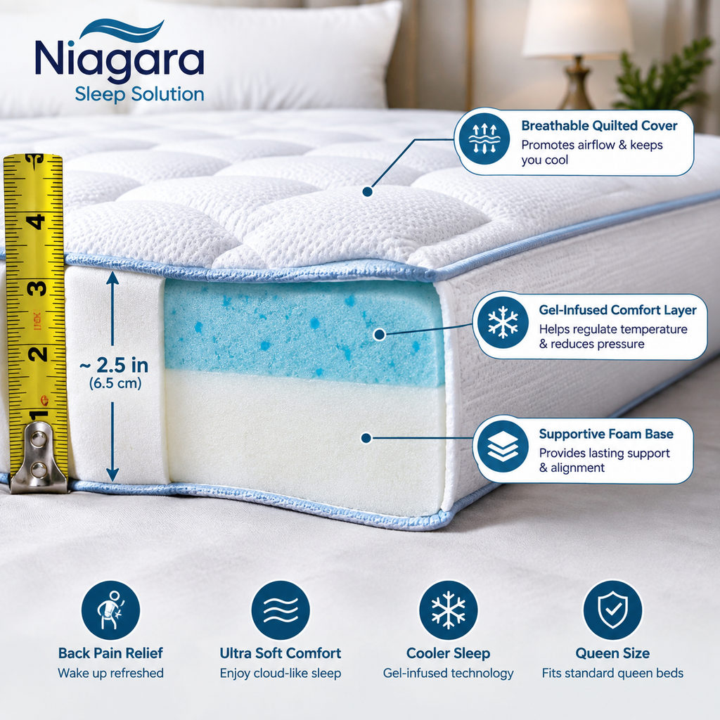 best mattress topper for hot sleepers — mattress topper foam layer and thickness detail