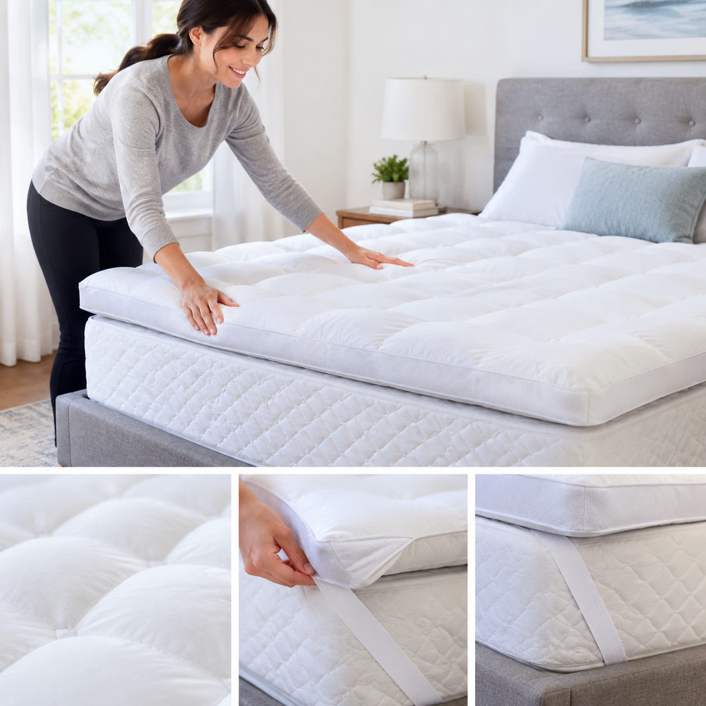 best mattress topper for hot sleepers — fitting the mattress topper onto a mattress