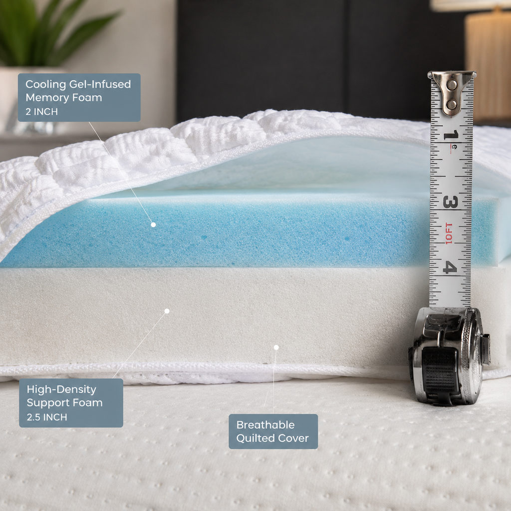best mattress topper for side sleepers — mattress topper foam layer and thickness detail