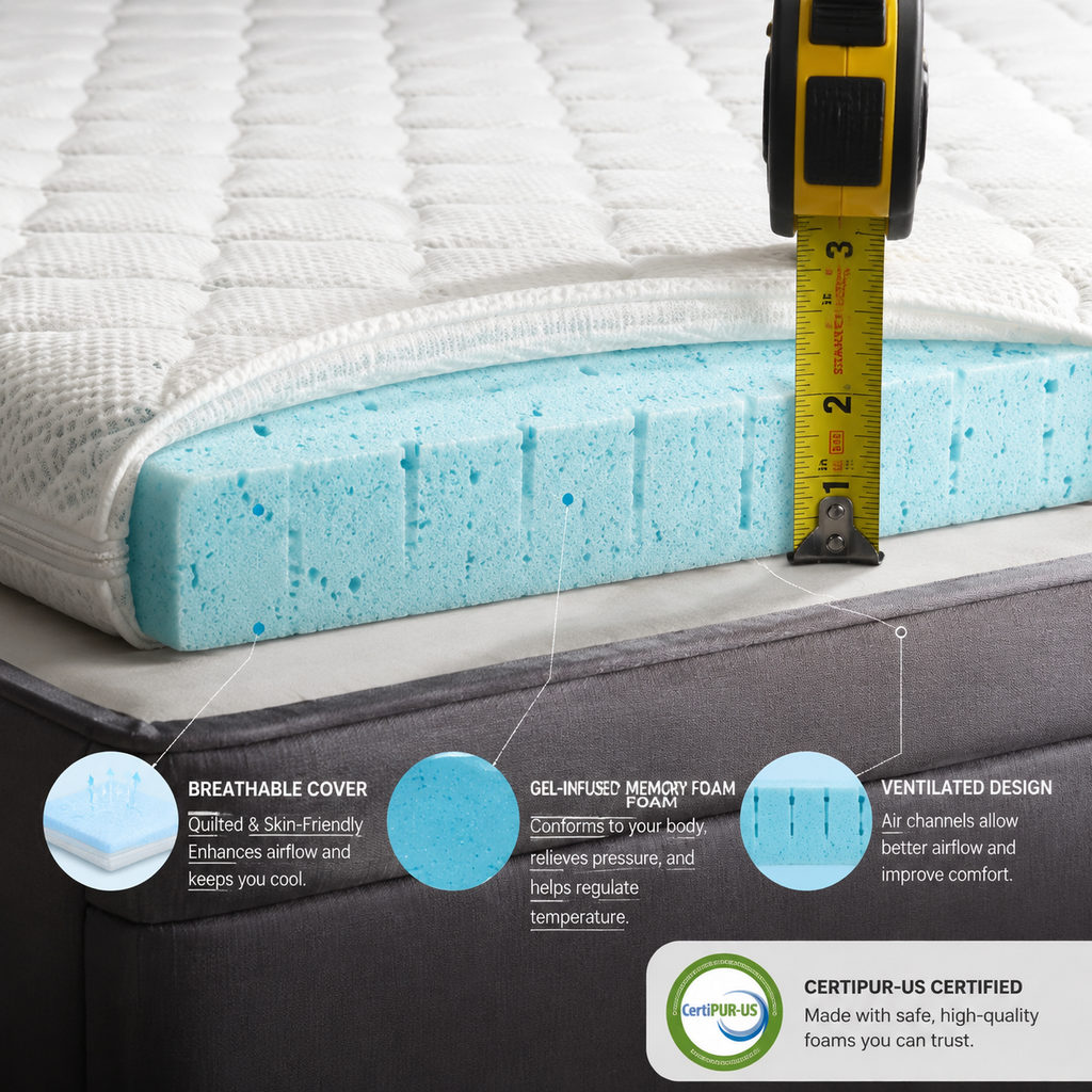 Best Mattress Topper for Sofa Bed Guest Nights 2 best mattress topper for sofa bed — mattress topper foam layer and thickness detail