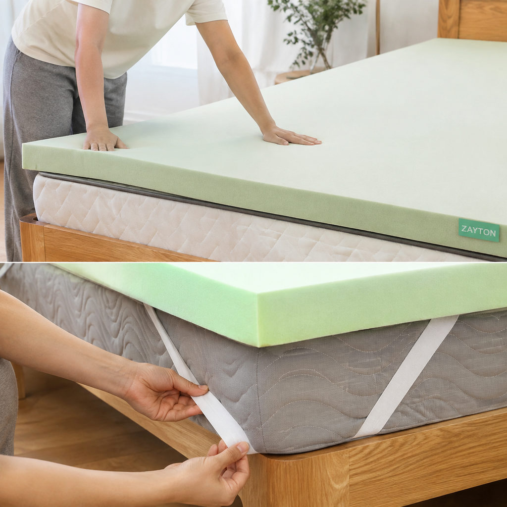 best mattress topper for stomach sleepers — fitting the mattress topper onto a mattress