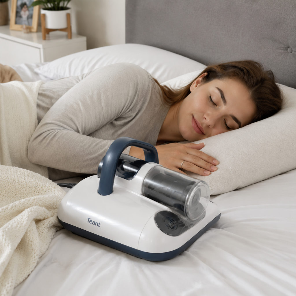 best mattress vacuum cleaner — side sleeper using the pillow