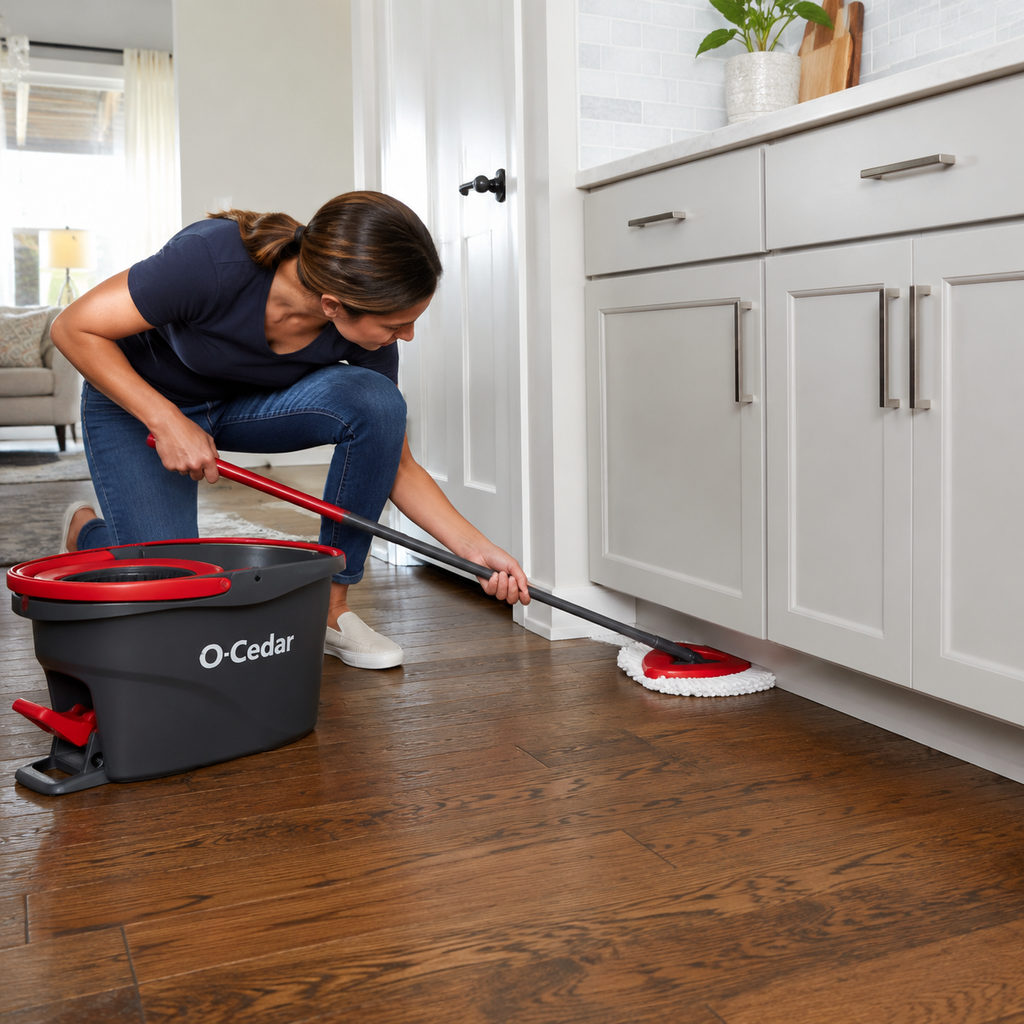 best mop — mopping a hard floor, how-to scene