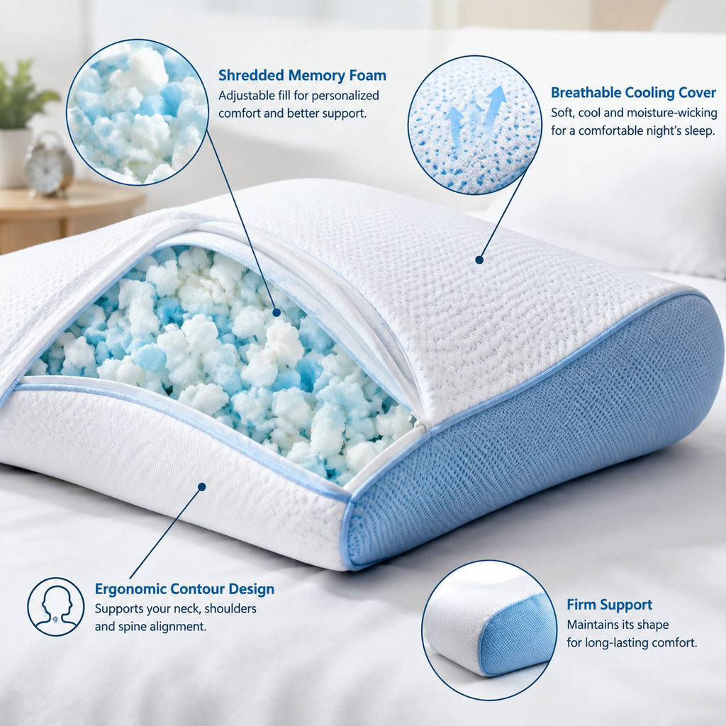 Best Orthopedic Pillow for Neck and Side Support 2 best orthopedic pillow — pillow fill and cooling cover detail