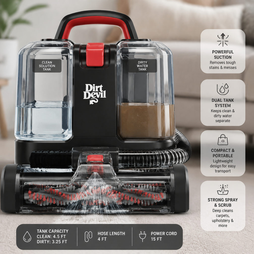 best portable carpet cleaner — carpet cleaner clean and dirty water tanks