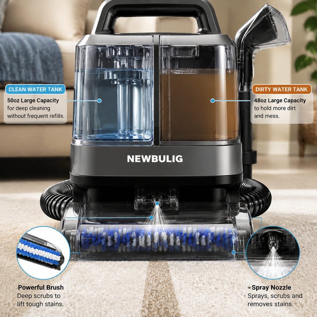 best rug shampooer — carpet cleaner clean and dirty water tanks