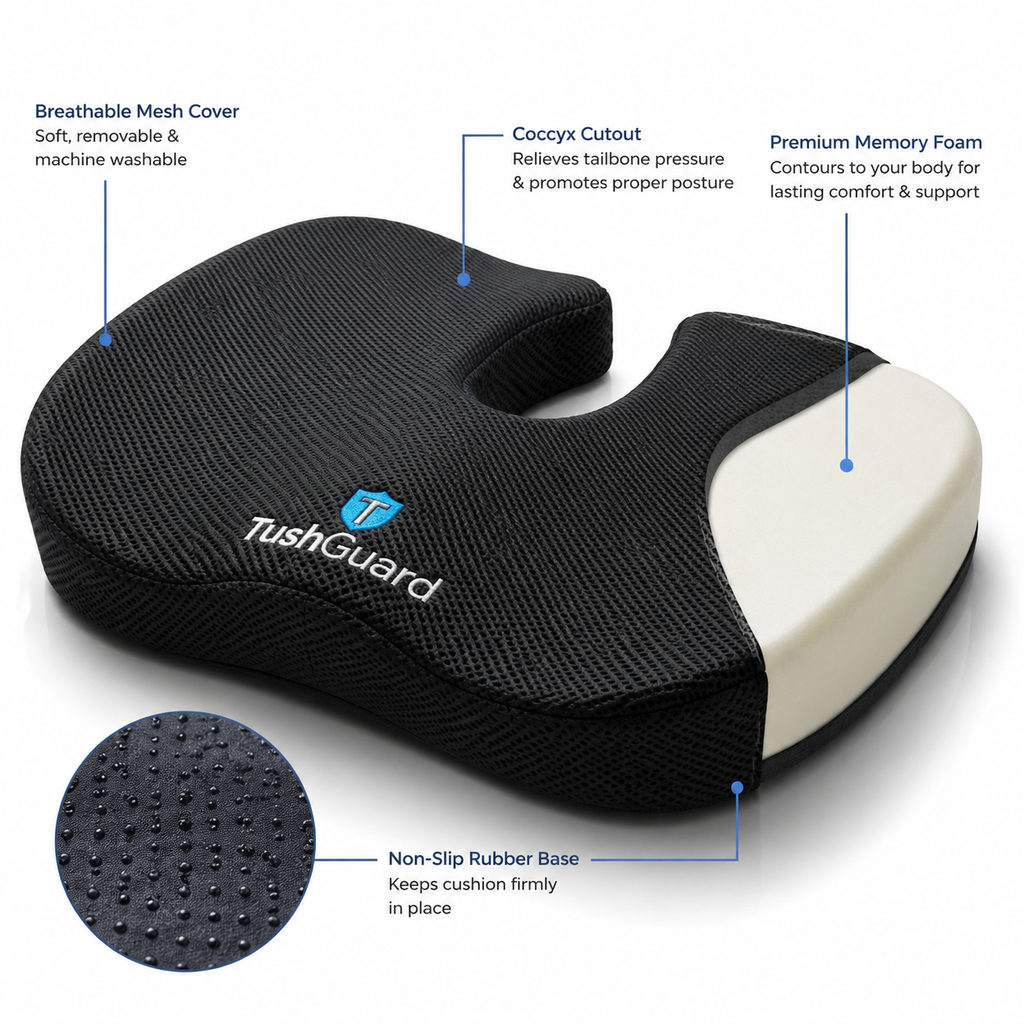 Best Seat Cushion for Sciatica and Sitting All Day 1 best seat cushion for sciatica — seat cushion foam profile and non-slip base