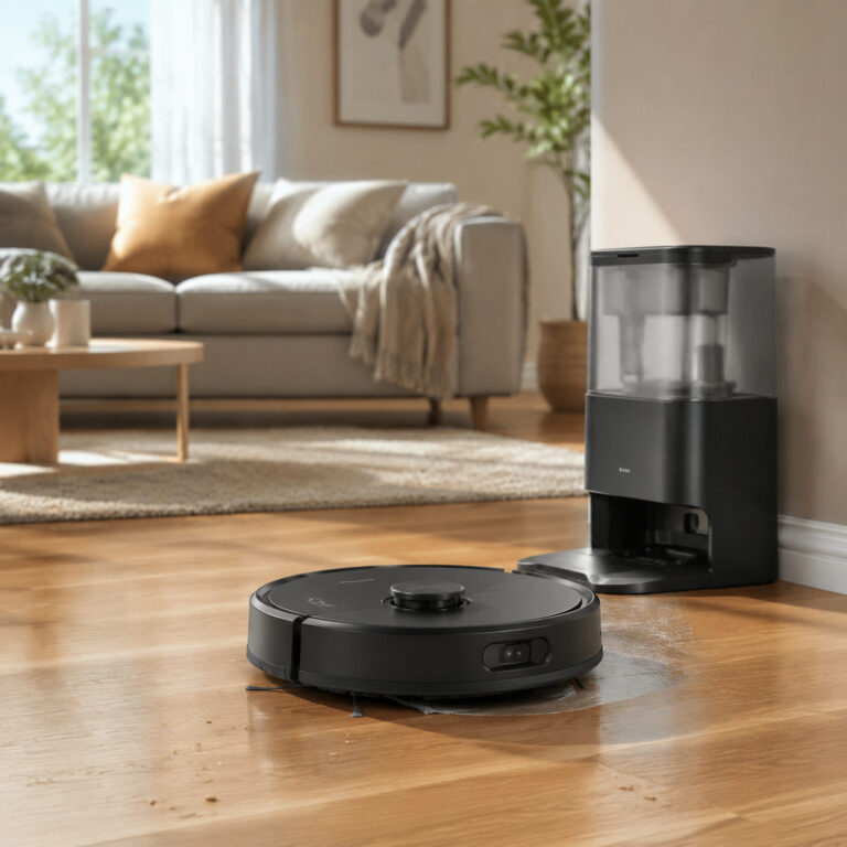 best self emptying robot vacuum — vacuum cleaning a home floor