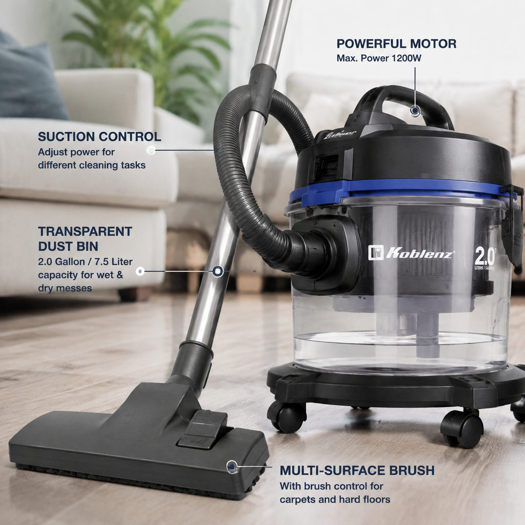 best shop vac for garage — close-up of vacuum features and specs