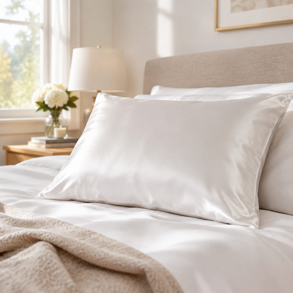 best silk pillow — pillow on a neatly made bed