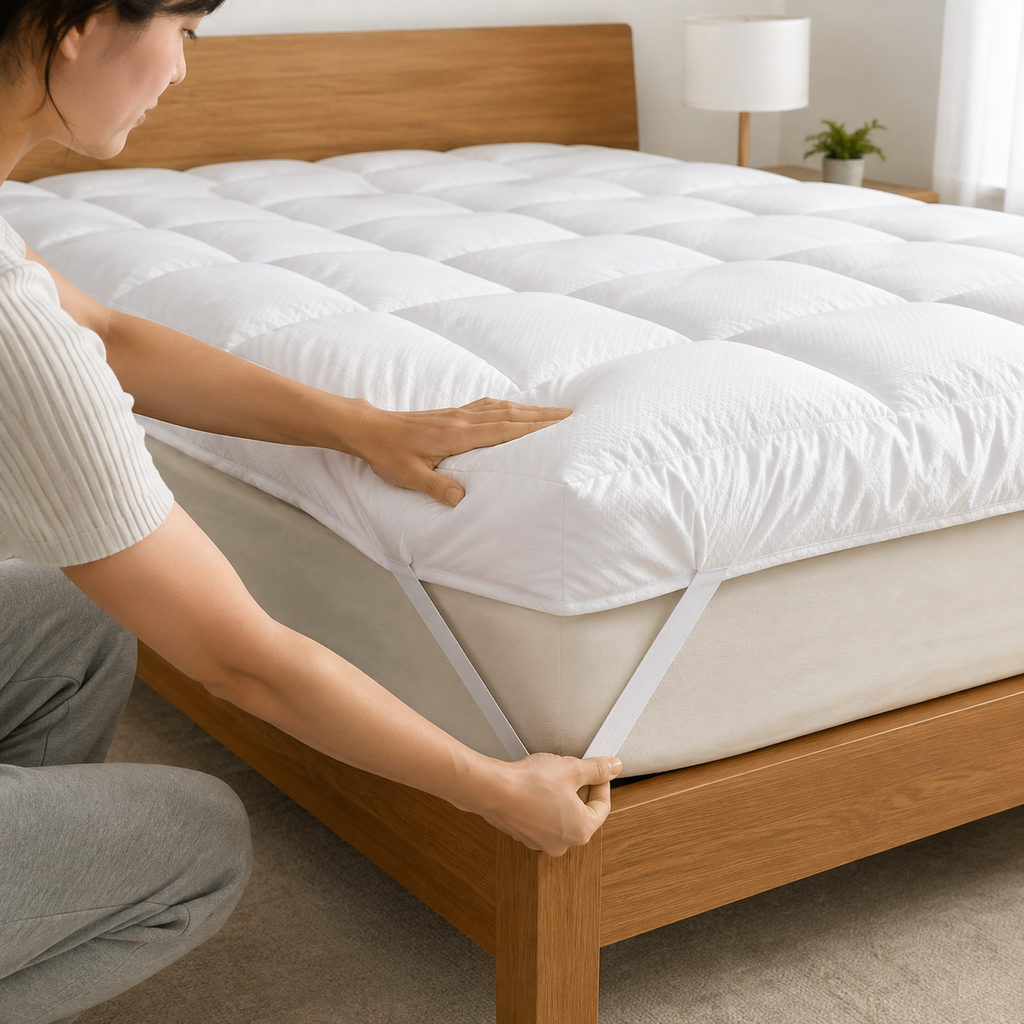 Best Soft Mattress Topper for a Bed That Feels Hard 3 best soft mattress topper — fitting the mattress topper onto a mattress