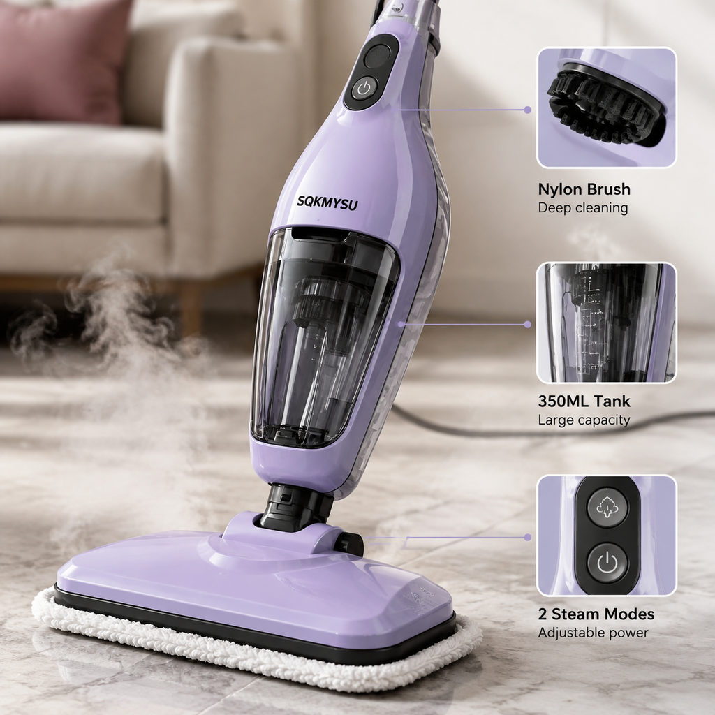 Best Steam Mop for Tile Floors (Tried & Reviewed) 1 best steam mop for tile floors — close-up of vacuum features and specs