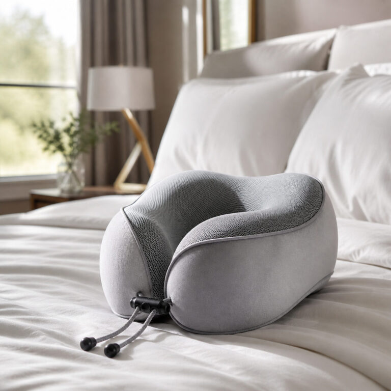 best travel neck pillow — pillow on a neatly made bed