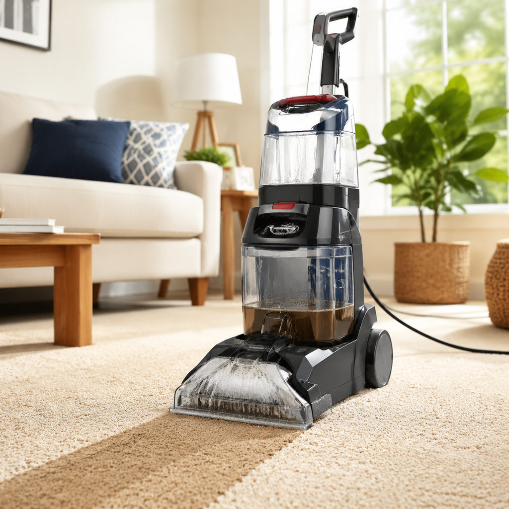 best upholstery cleaner machine — carpet cleaner machine deep cleaning a living-room carpet