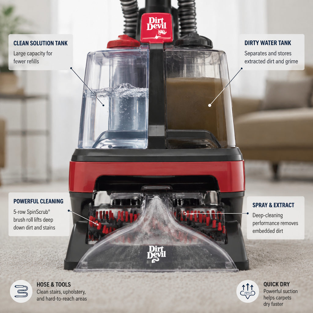 best upright carpet cleaner — carpet cleaner clean and dirty water tanks