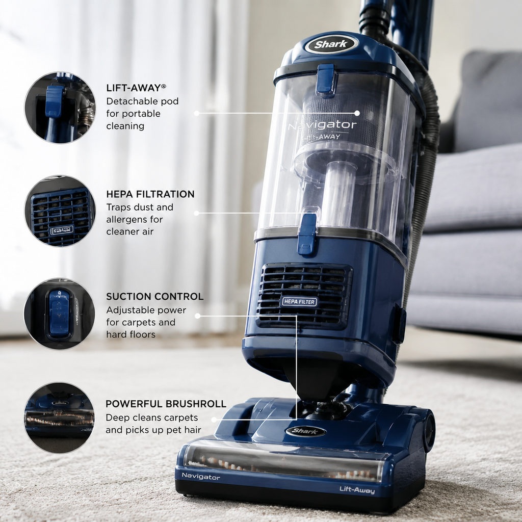 best vacuum for high pile carpet — close-up of vacuum features and specs