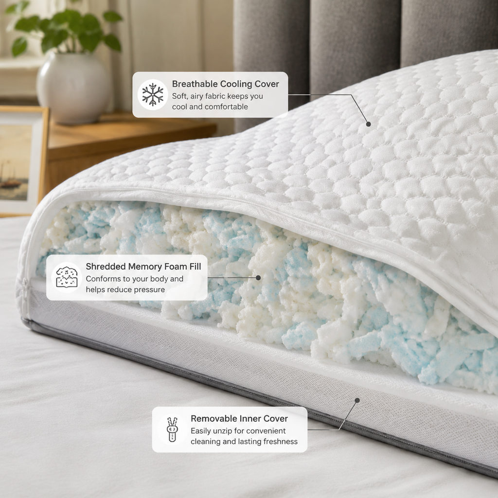 Best Wedge Pillow for Acid Reflux Relief 1 best wedge pillow for acid reflux — pillow fill and cooling cover detail