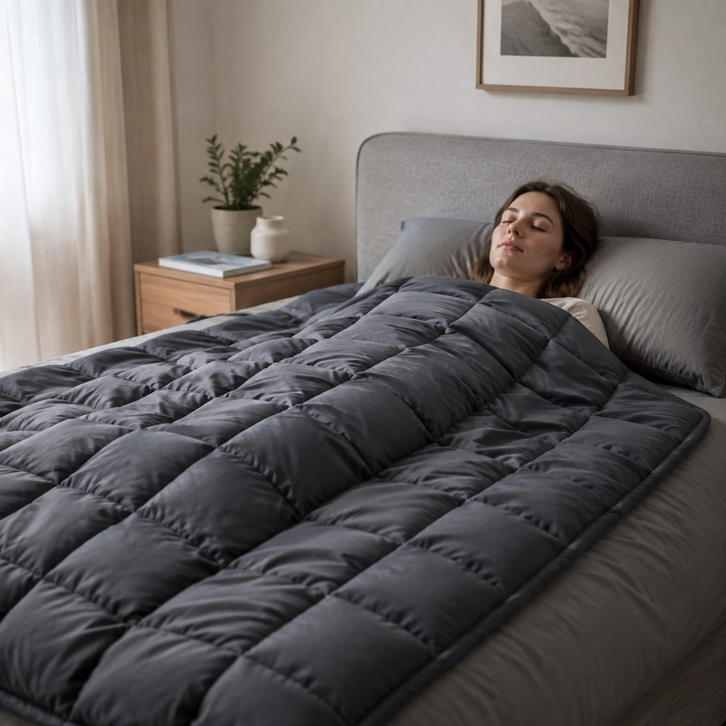 Best Weighted Blanket and How Heavy Is Right 3 best weighted blanket — resting under a weighted blanket