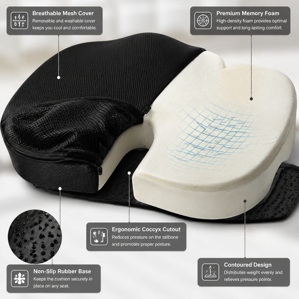 Best Wheelchair Seat Cushion for All-Day Sitting 2 best wheelchair seat cushion — seat cushion foam profile and non-slip base