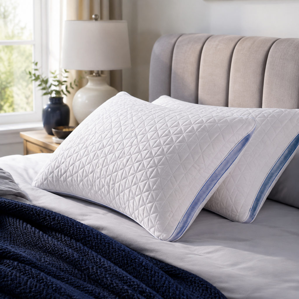 cooling pillow for night sweats — pillow on a neatly made bed