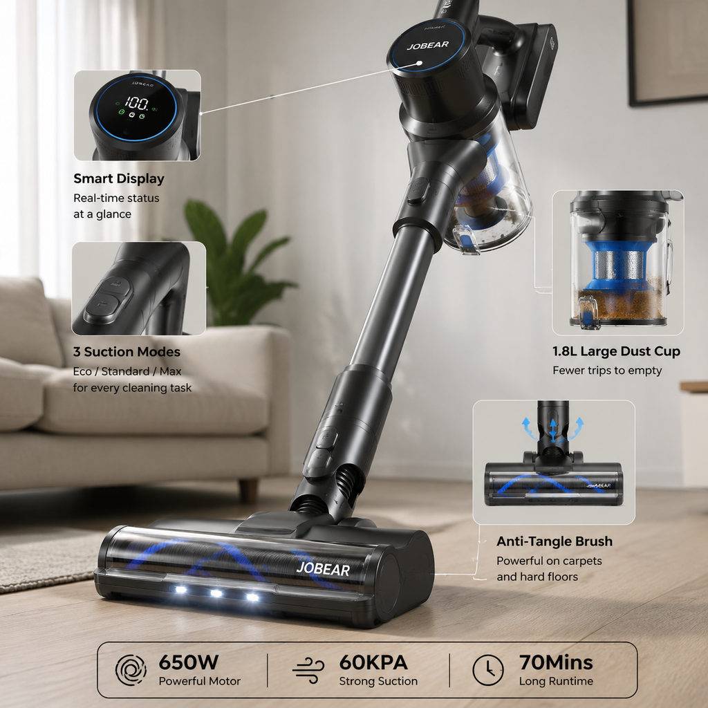 Most Powerful Vacuum Cleaner: Reading the kPa 2 most powerful vacuum cleaner — close-up of vacuum features and specs