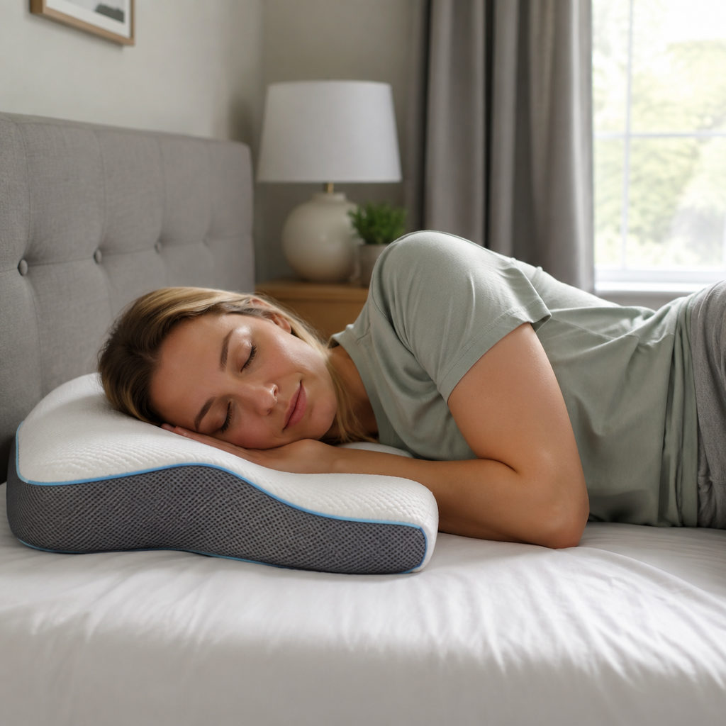 Best Cushion for Tailbone Pain Relief That Works 2 seat cushion for tailbone pain relief — side sleeper using the pillow